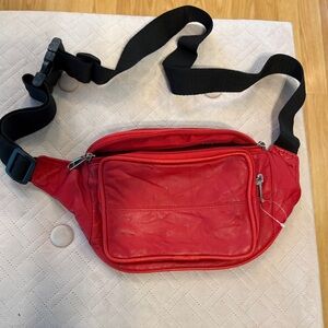 Red genuine patchwork leather crossbody/waistpack (Fanny pack) - NWOT